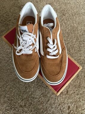 Vans Brown Suede Old Skool Sneakers with White Stripe